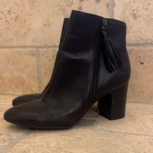 Born Black Block Heeled Boots with Tassel Detail